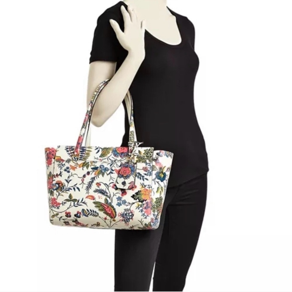 Tory Burch Parker Small Floral Tote - Cream and Multicolor EUC - Picture 2 of 16